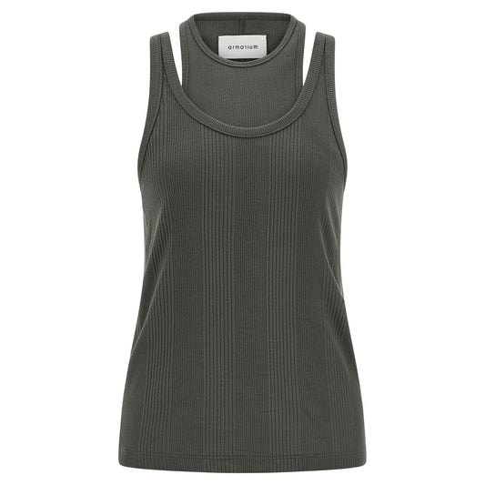 Armarium Gray Cotton Sleeveles T-Shirt
