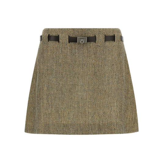 Ferragamo Multicolor Linen Long Skirt