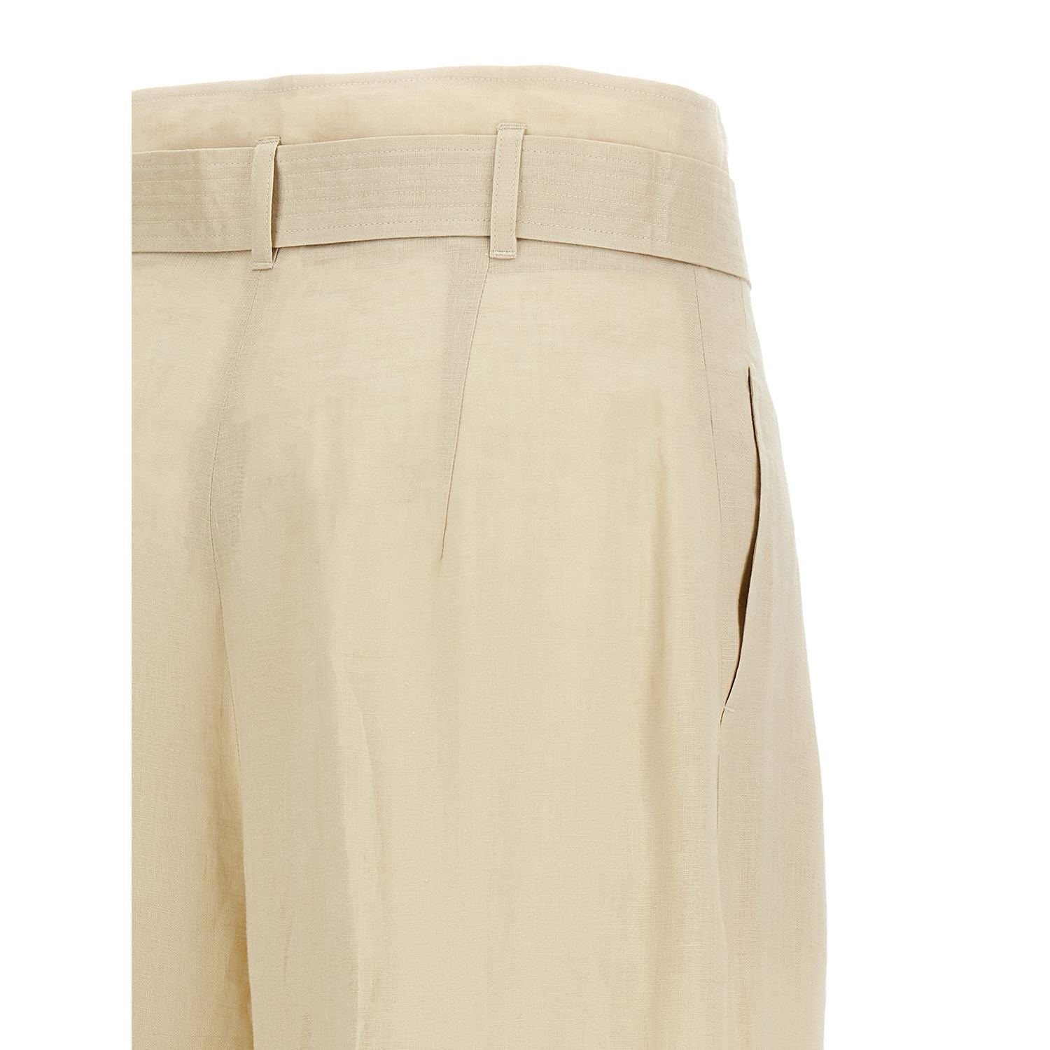Max Mara Beige Linen Casual Pants