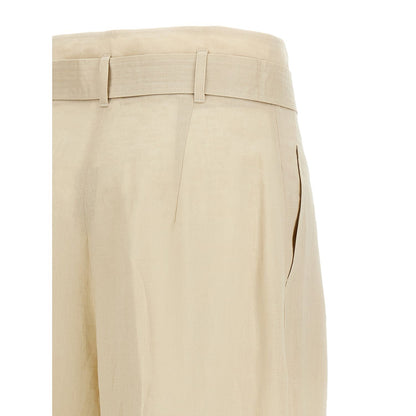 Max Mara Beige Linen Casual Pants