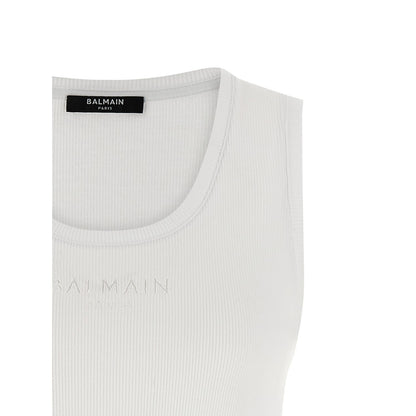 Balmain White Cotton Tank Tops