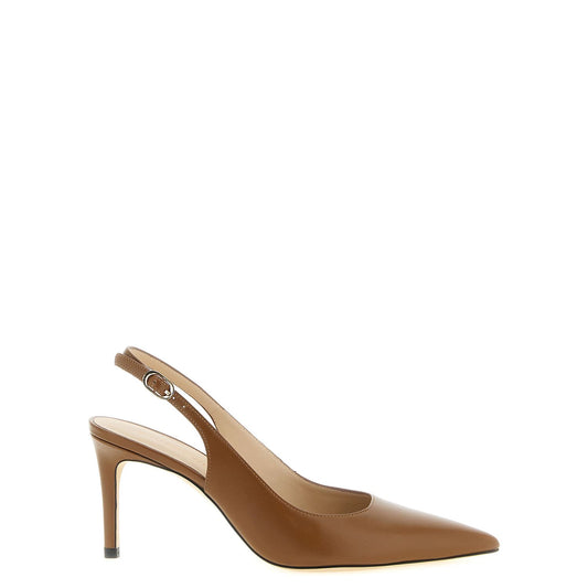 Stuart Weitzman Brown Calfskin Mid Heel Pumps