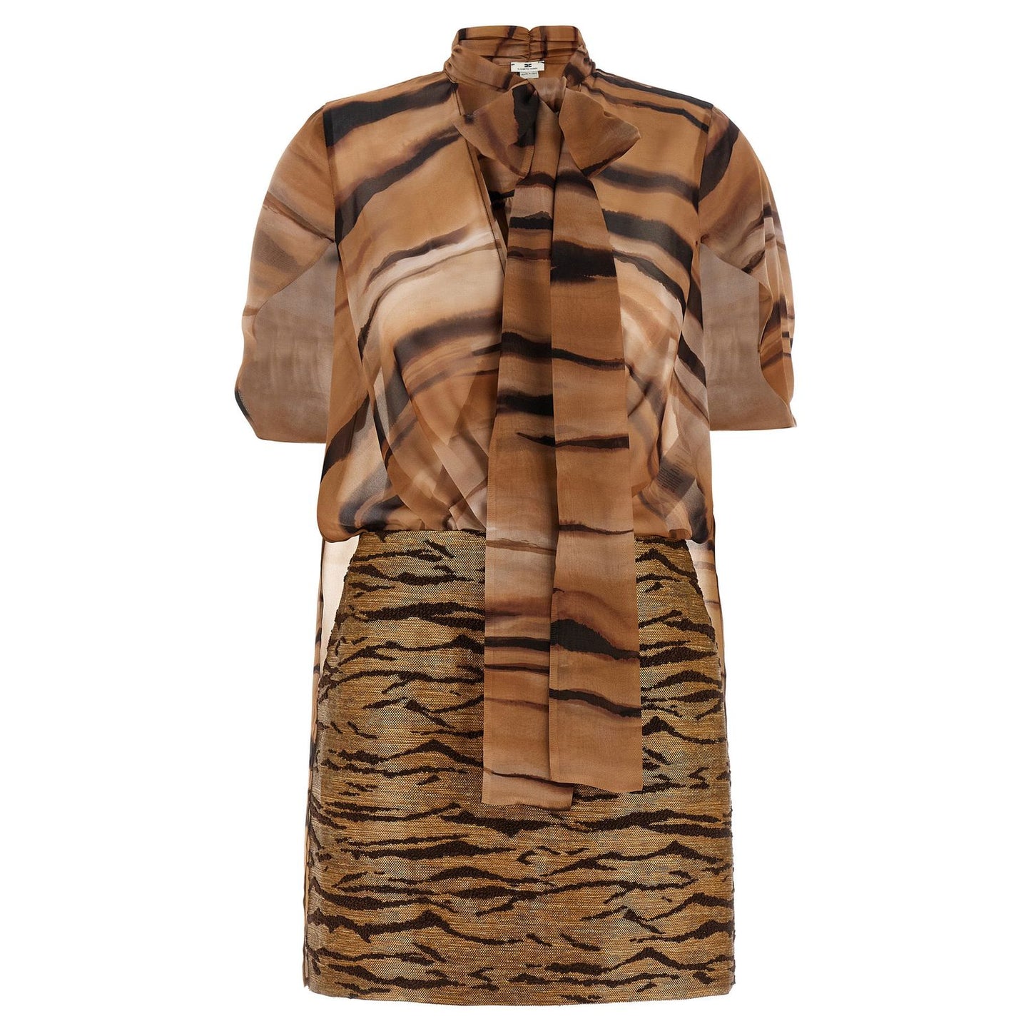 Elisabetta Franchi Brown Polyester Short Dress
