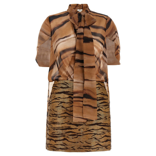 Elisabetta Franchi Brown Polyester Short Dress