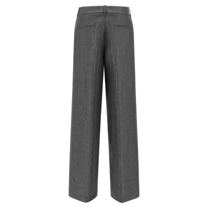 Peserico Gray Linen Casual Pants