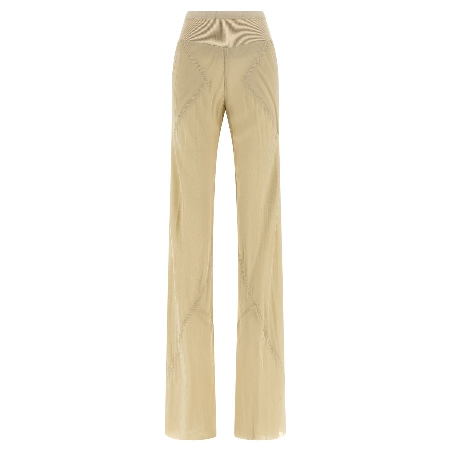 Rick Owens Beige Silk Flared Pants