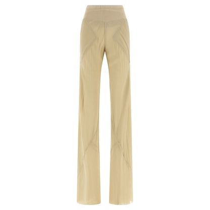 Rick Owens Beige Silk Flared Pants