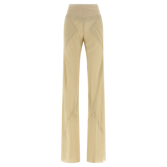 Rick Owens Beige Silk Flared Pants