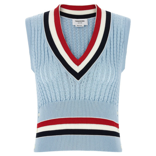 Thom Browne Blue Cotton Sleeveless Jacket