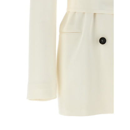 Kiton White Silk Blazer