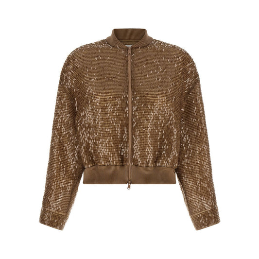 Brunello Cucinelli Brown Silk Cardigan
