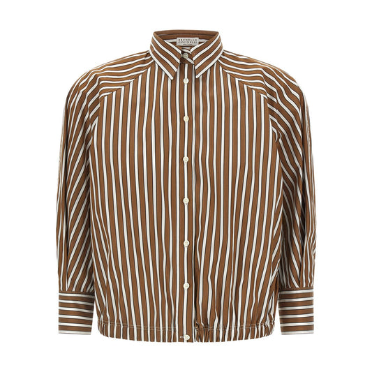 Brunello Cucinelli Brown Cotton Blouse