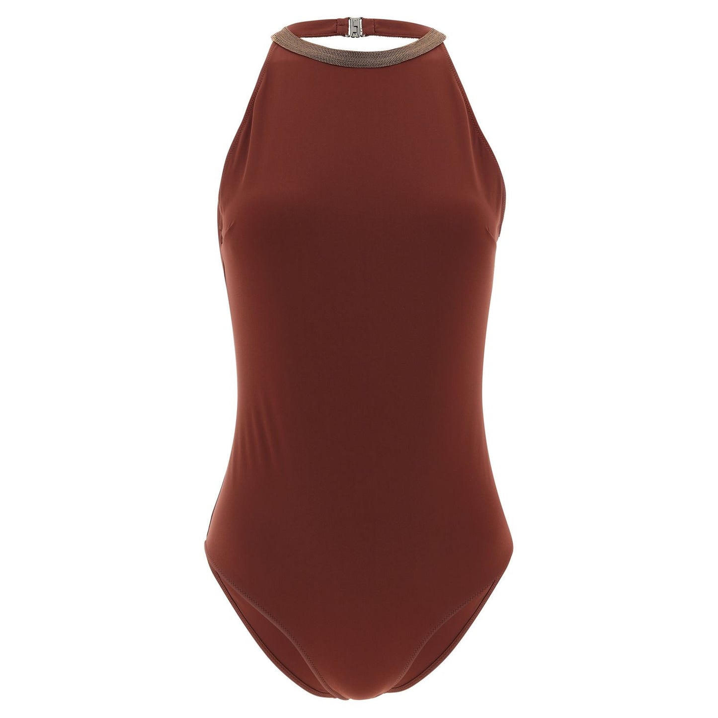 Brunello Cucinelli Bordeaux Polyamide One-Piece Swimsuit