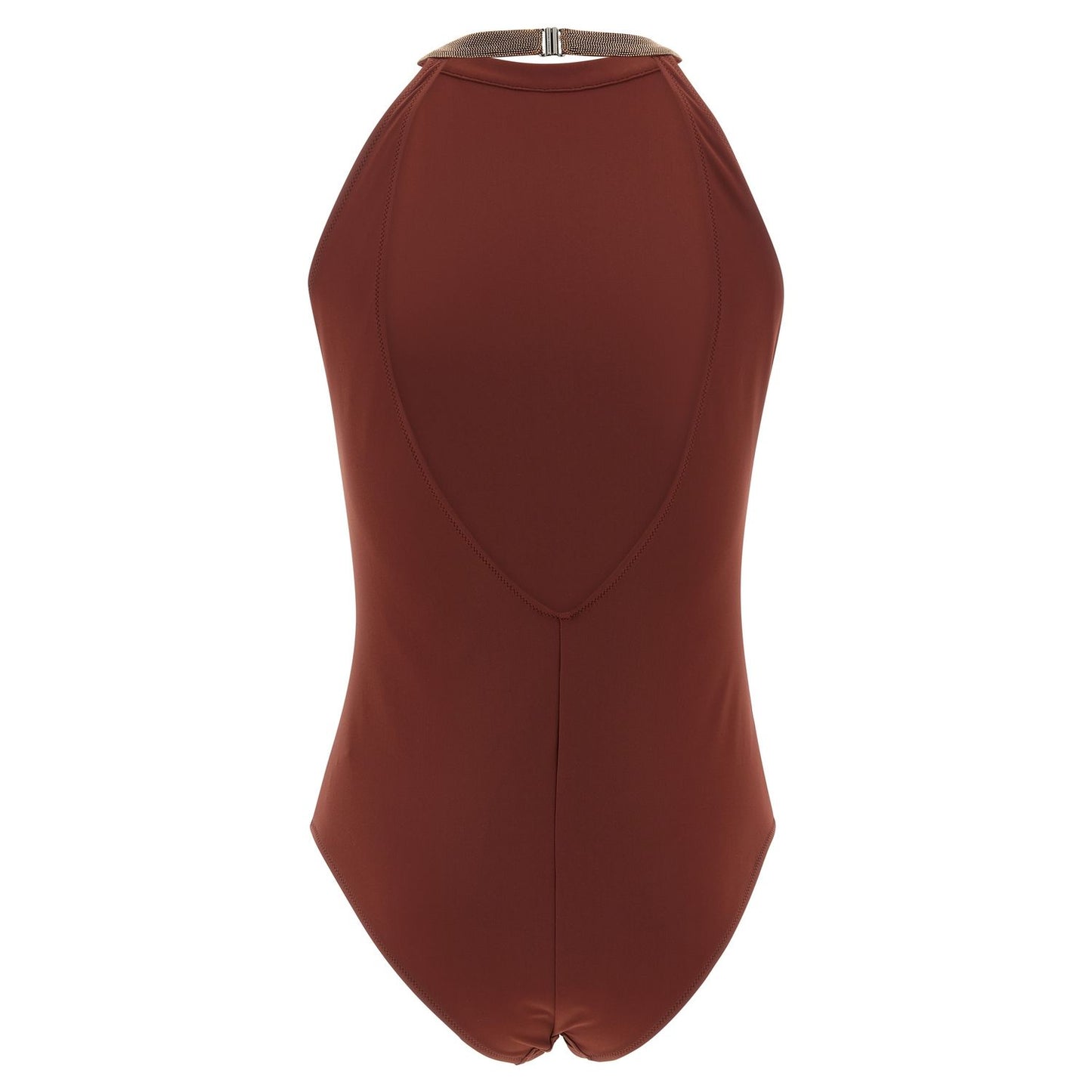 Brunello Cucinelli Bordeaux Polyamide One-Piece Swimsuit