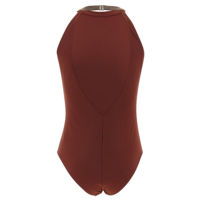Brunello Cucinelli Bordeaux Polyamide One-Piece Swimsuit