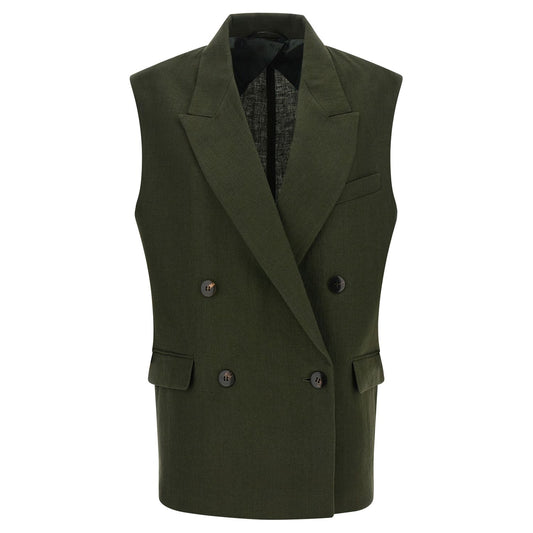 Max Mara Bicolor Linen Sleeveless Jacket