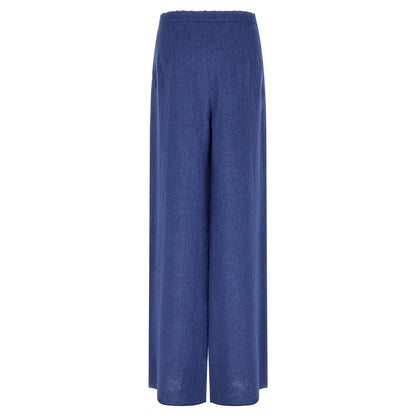 Max Mara Blue Linen Casual Pants