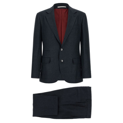 Brunello Cucinelli Blue Silk Two-Piece Suit