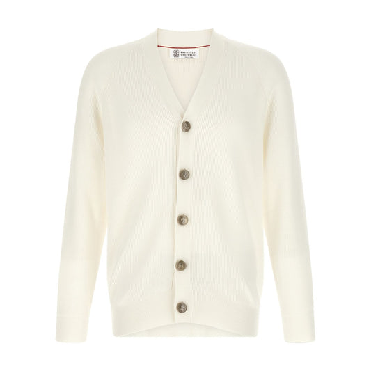 Brunello Cucinelli White Cotton Cardigan