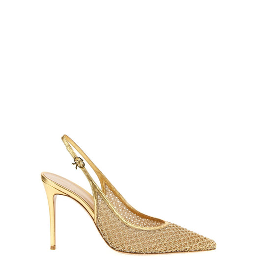 Gianvito Rossi Gold Fabric High Heel Pumps