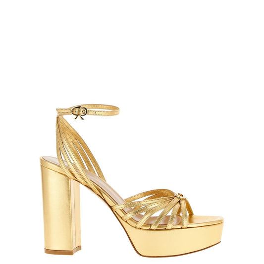 Gianvito Rossi Gold Lamb Leather Stiletto Heel Sandals