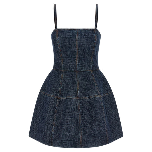 Fendi Blue Cotton Short Dress