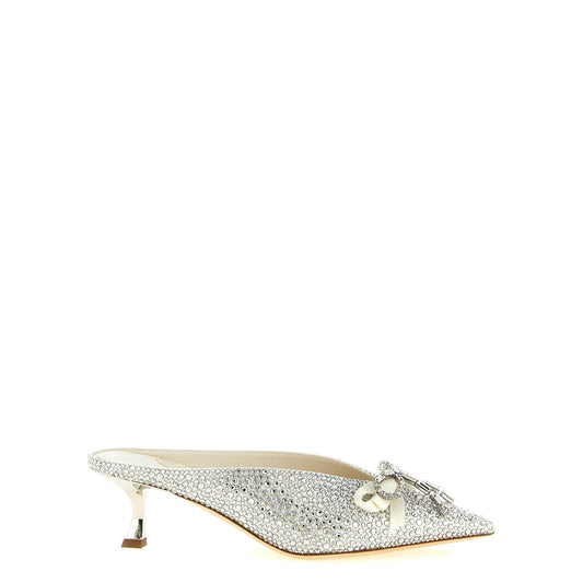 Jimmy Choo Silver Tencel Mid Heel Pumps