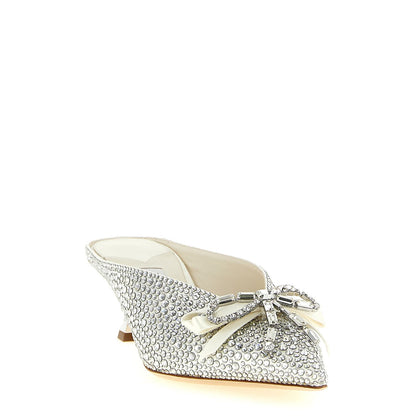Jimmy Choo Silver Tencel Mid Heel Pumps
