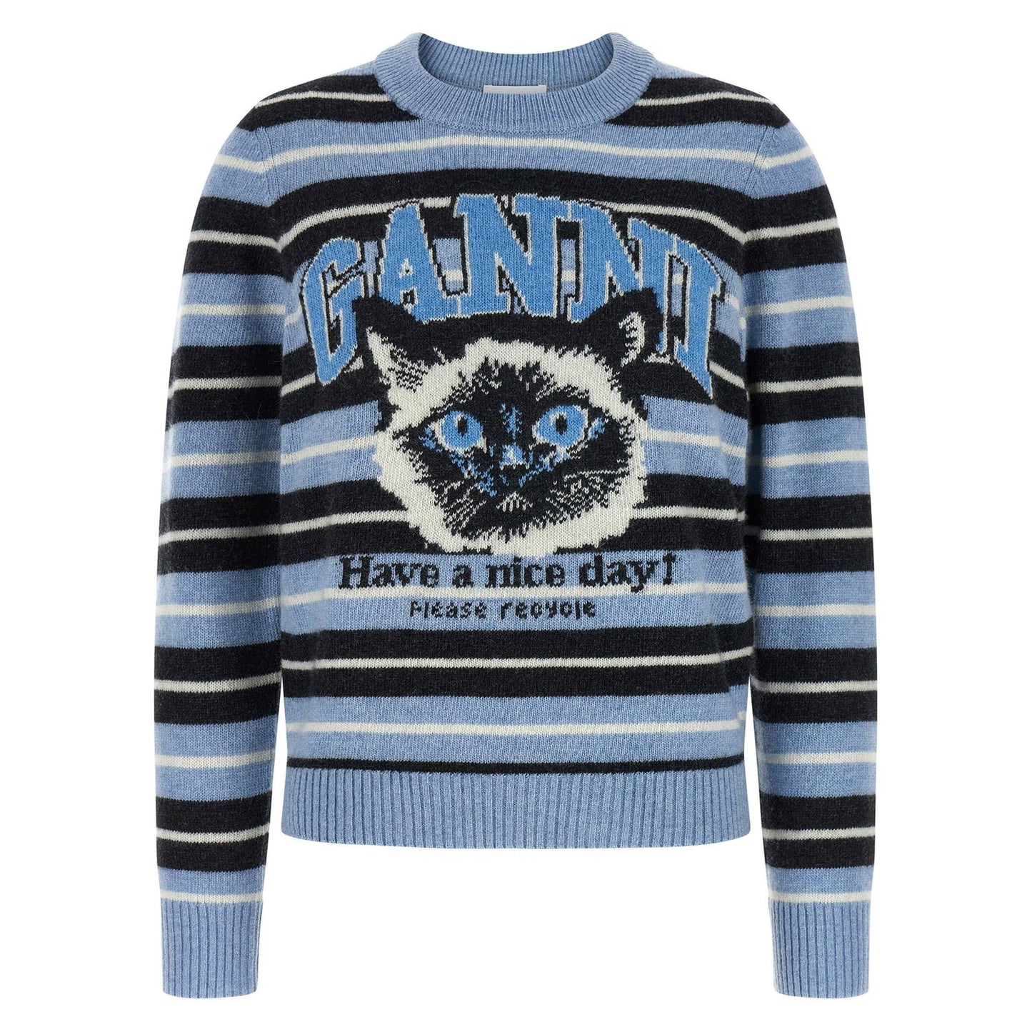 Ganni Blue Wool Cardigan