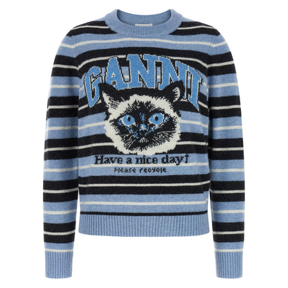 Ganni Blue Wool Cardigan