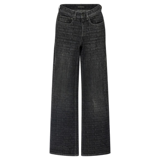 Balenciaga Black Cotton Flared Jeans