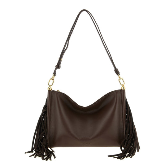Furla Brown Lamb Leather Shoulder Bag
