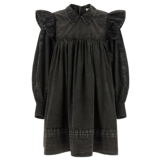 Ganni Black Organic Cotton Short Dress