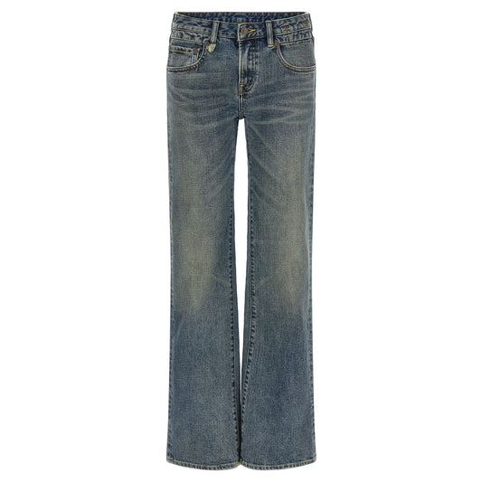 R13 Blue Cotton Flared Jeans