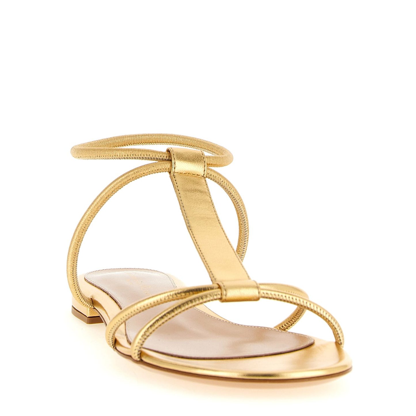 Gianvito Rossi Gold Lamb Leather Flat Sandals