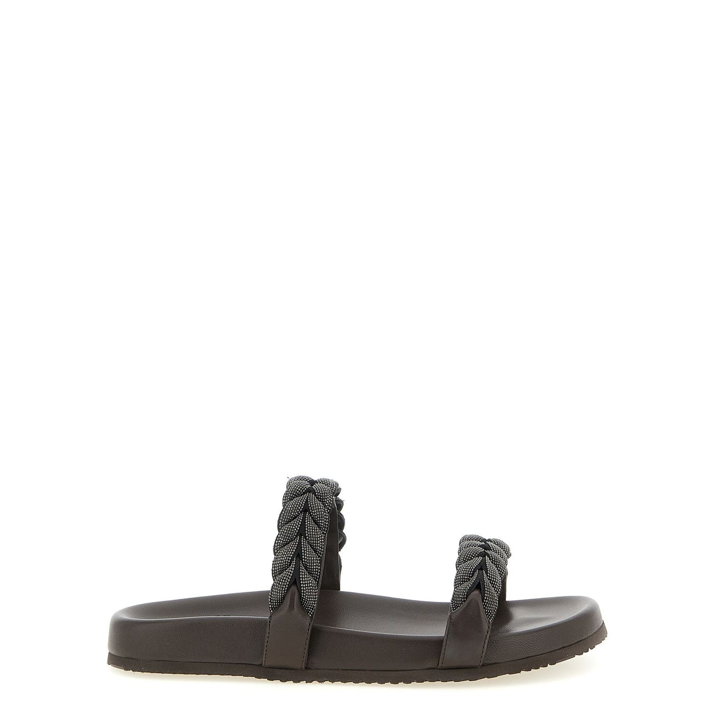 Brunello Cucinelli Brown Leather Slides