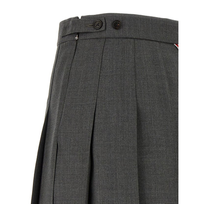 Thom Browne Gray Wool Long Skirt