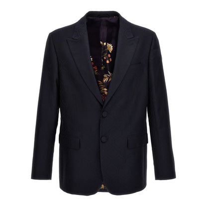 Etro Blue Cotton Blazer