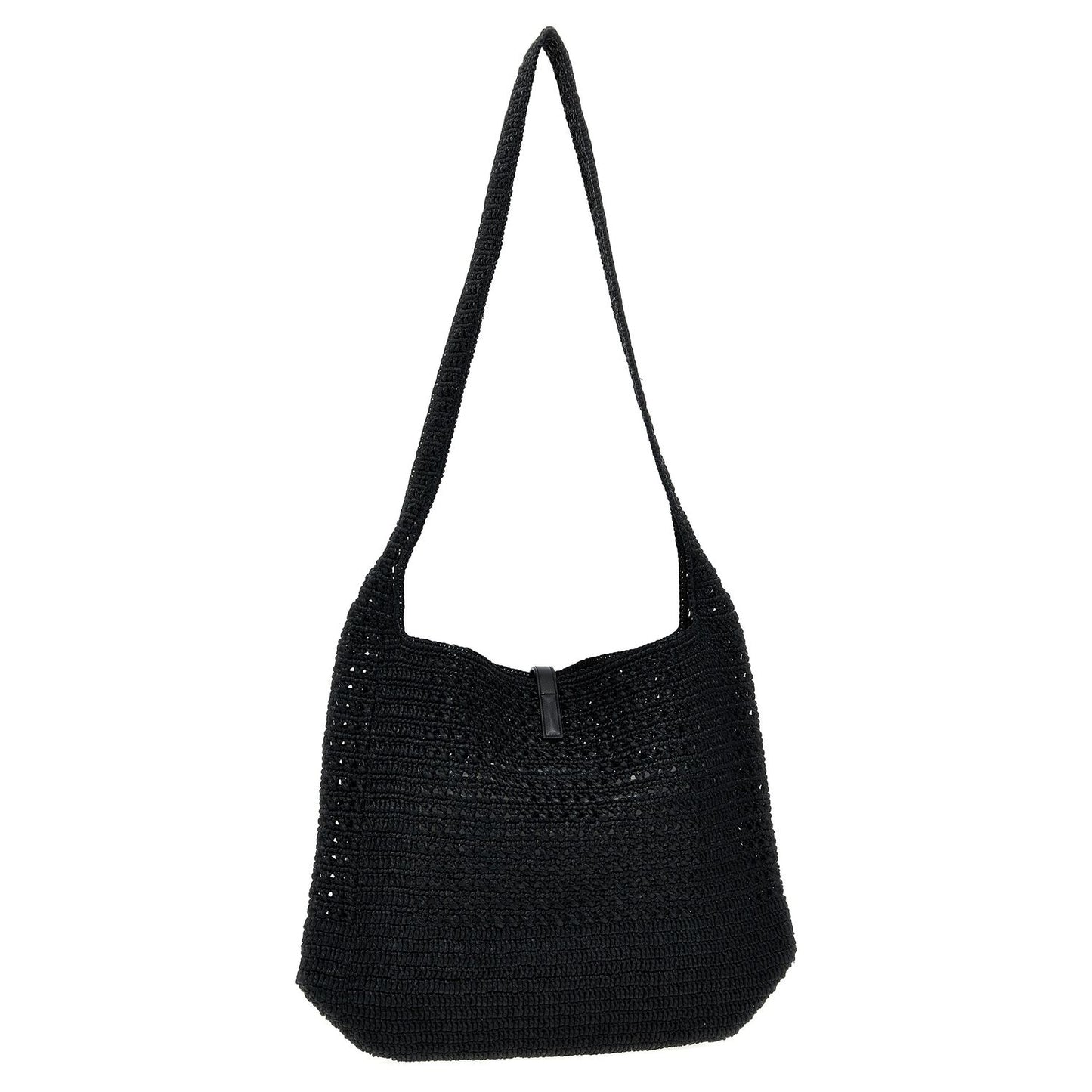 Saint Laurent Black Raffia Tote Bag
