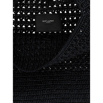 Saint Laurent Black Raffia Tote Bag