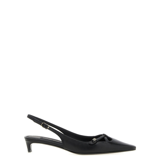 Dolce & Gabbana Black Lamb Leather Mid Heel Pumps