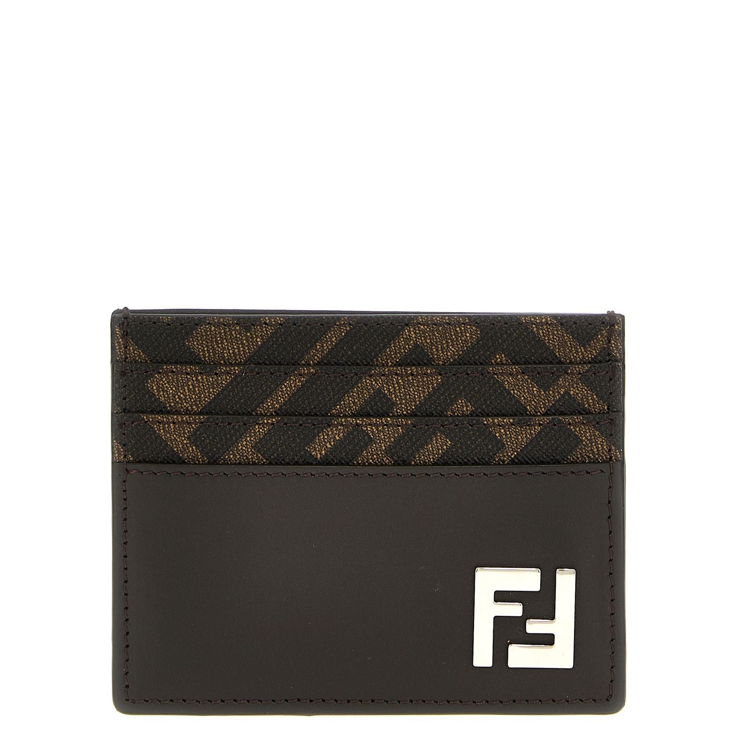 Fendi Brown Calf Leather Bos Taurus Cardholder