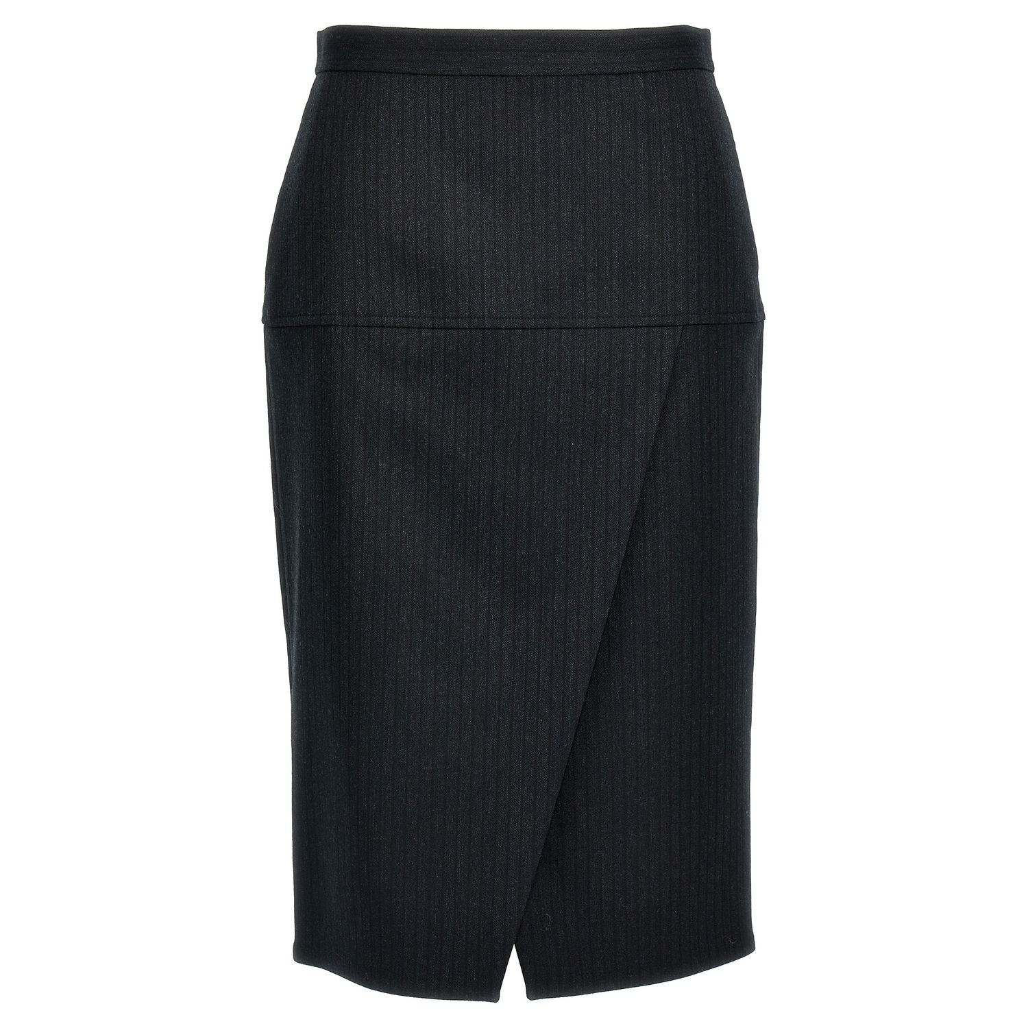 Fendi Gray Virgin Wool Midi Skirt