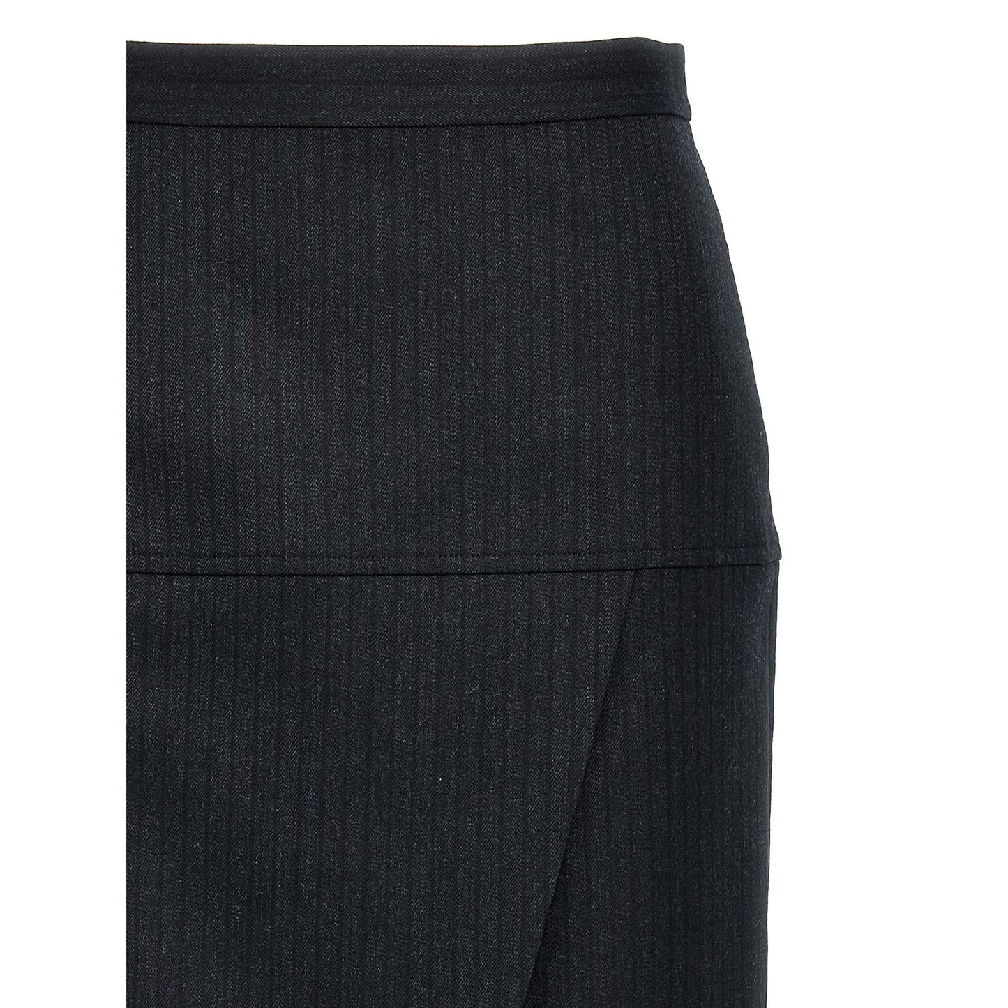 Fendi Gray Virgin Wool Midi Skirt