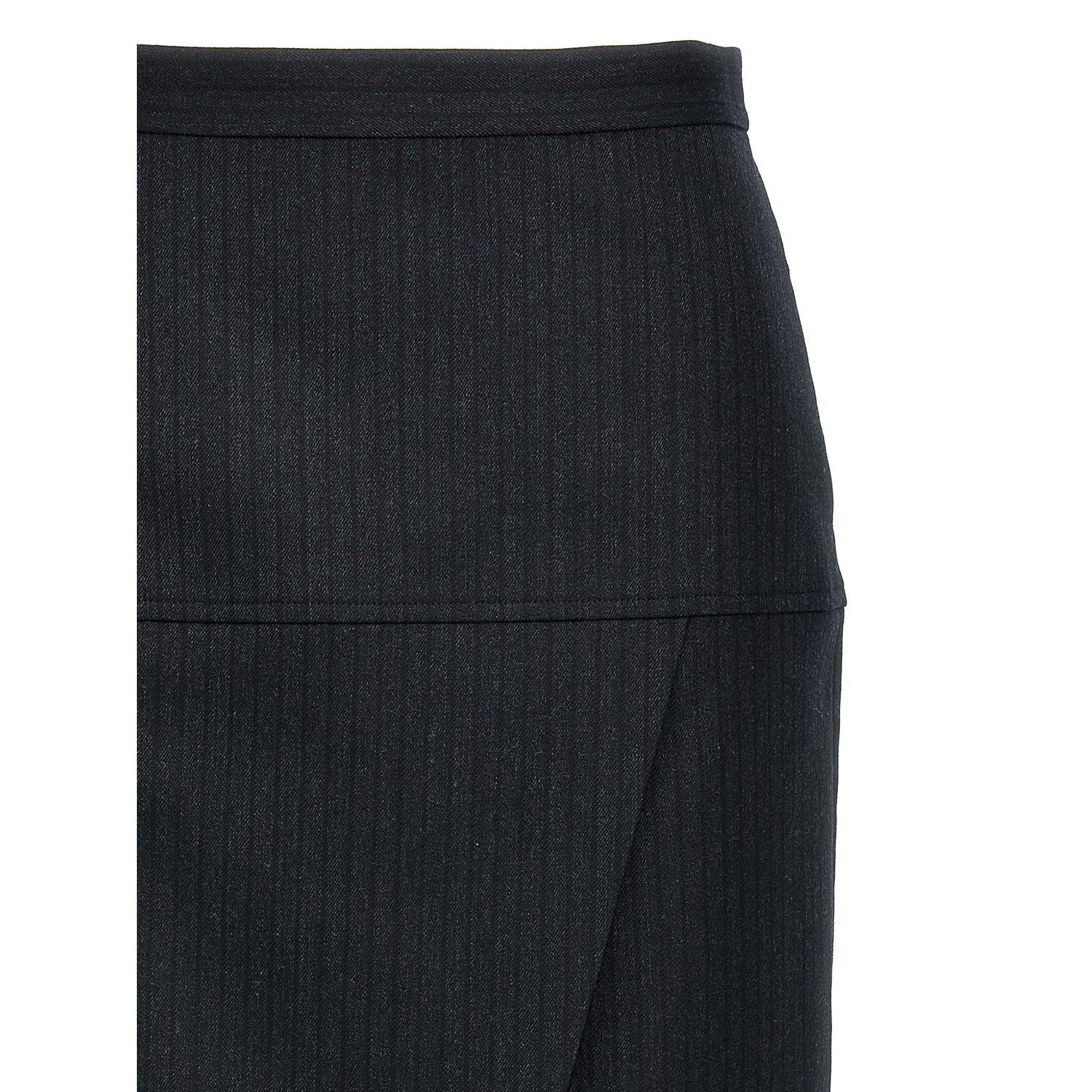Fendi Gray Virgin Wool Midi Skirt
