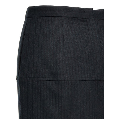 Fendi Gray Virgin Wool Midi Skirt