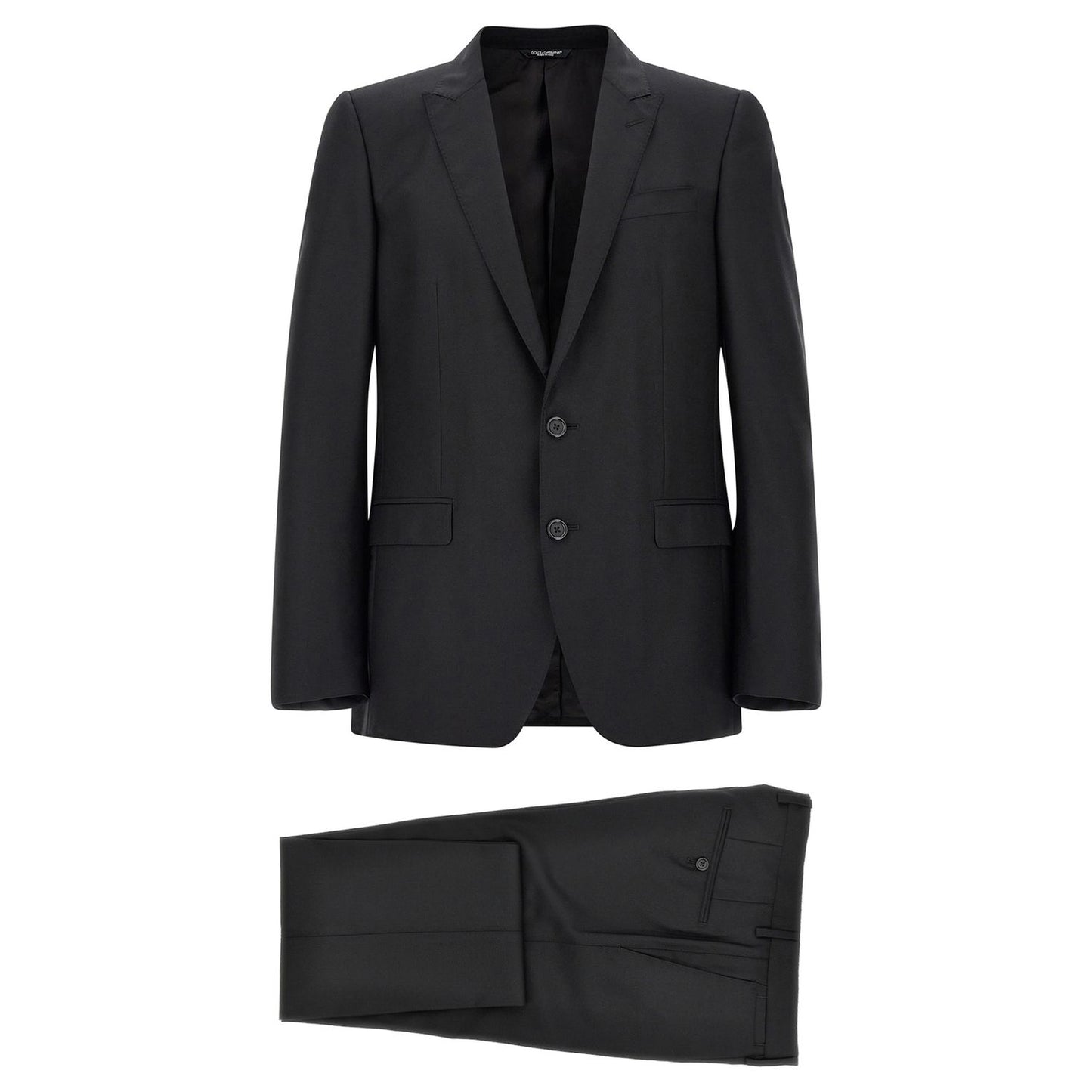 Dolce & Gabbana Black Virgin Wool Two-Piece Suit