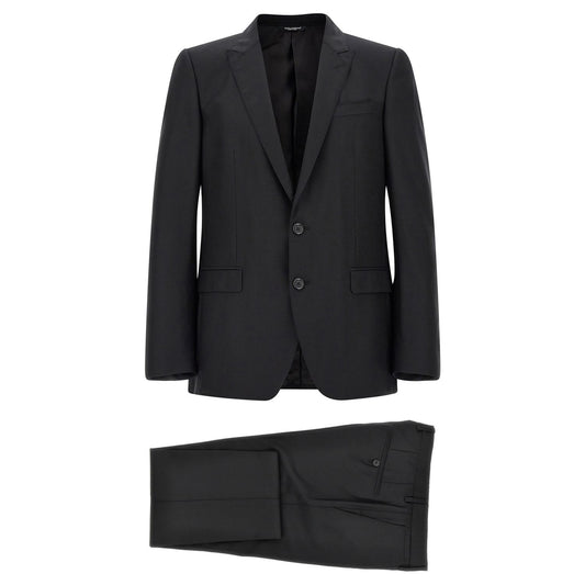 Dolce & Gabbana Black Virgin Wool Two-Piece Suit