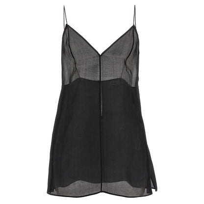 Khaite Black Silk Tank Tops