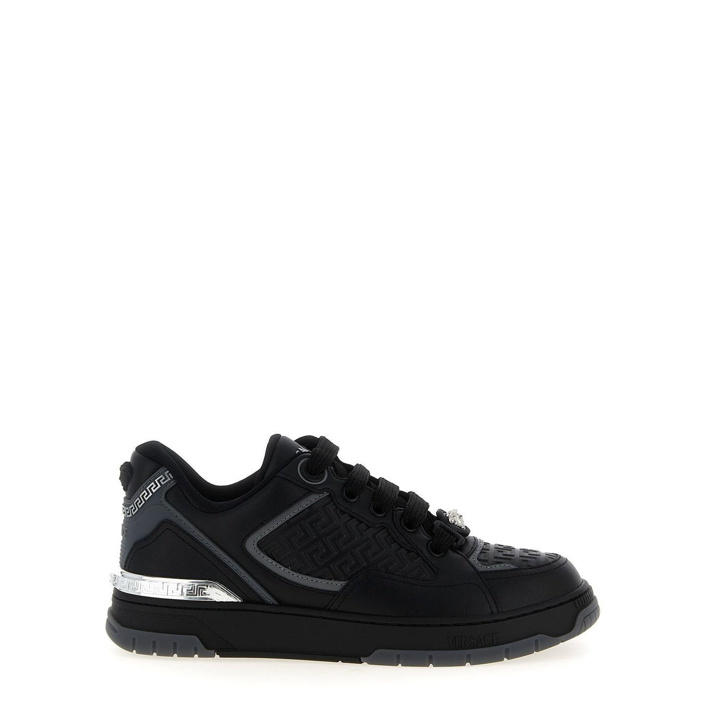 Versace Black Calfskin Athletic Sneakers
